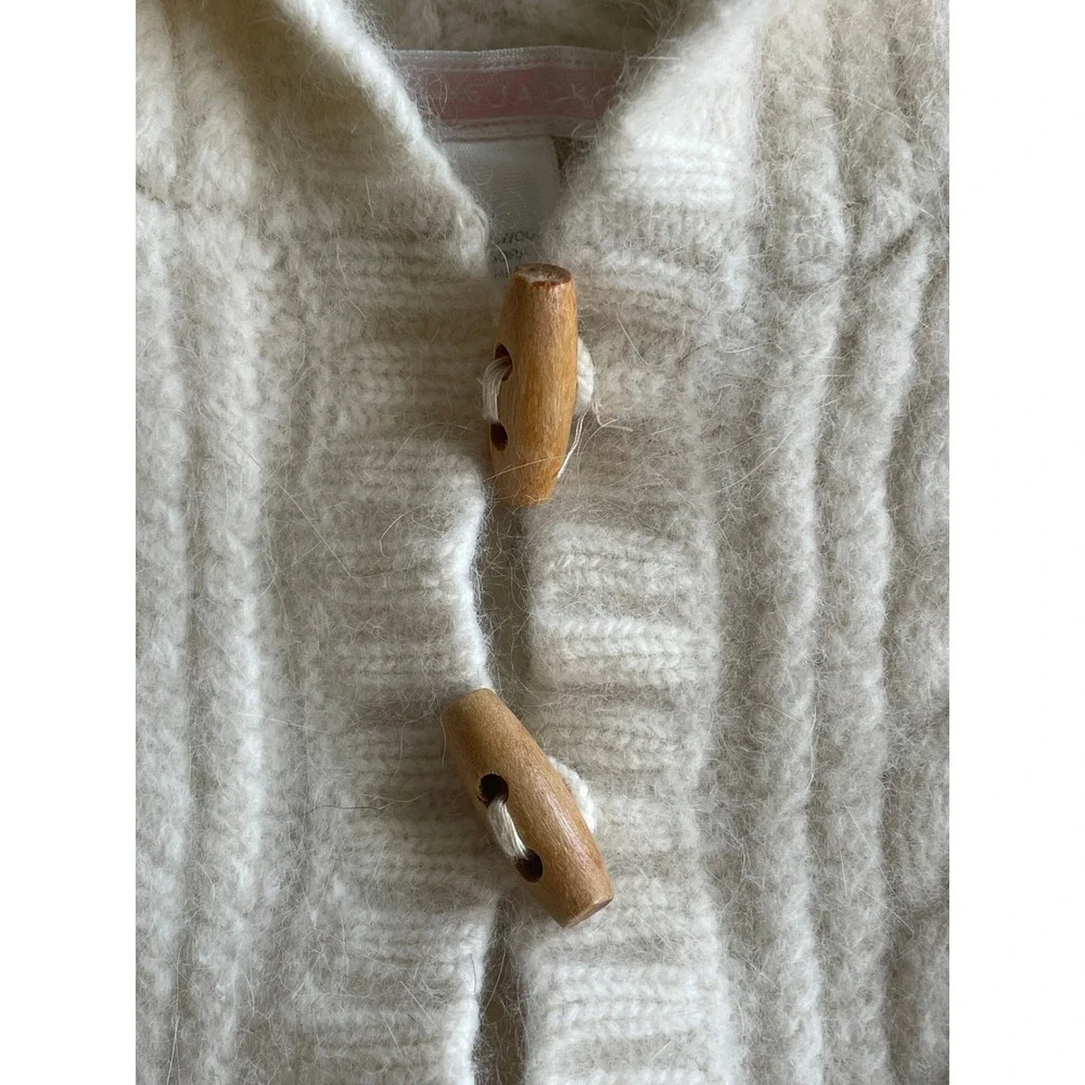 Janie And Jack Lambswool Angora Rabbit Hair Nylon Baby Hooded Cable Knit Coat
